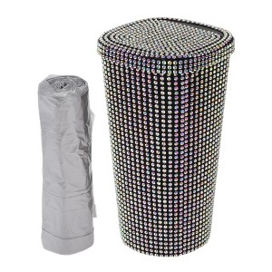 Unique Bargains Auto Car Trash Can Durable Front Seats Trash Bin Multicolor 1 Pc 3.5" Length 3.5" Width 6.7" Height ABS Rhinestone - 1 of 4