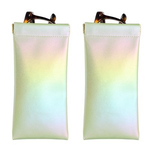 Unique Bargains Travel PU Leather Soft Squeeze Top Sunglass Pouch Organizer 2 Pcs - 1 of 4