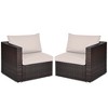 Tangkula 4PCS Rattan Corner Sofa Set Patio Outdoor Furniture Set w/ Beige Cushions - 2 of 4