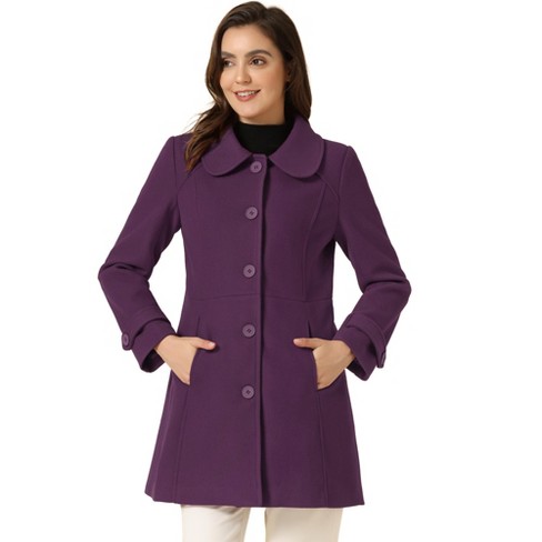 Allegra K Women's Peter Pan Collar Single Breasted Outwear Winter Buttoned Long Coat - image 1 of 4