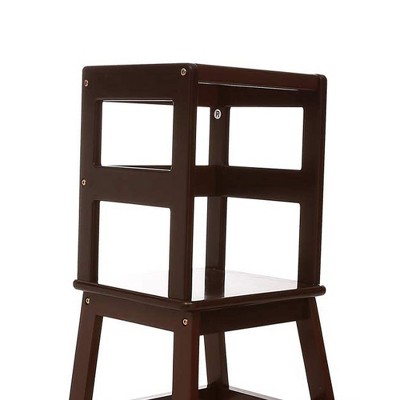 Espresso 2-Step Plastic Kids Kitchen Step Stool with Safety Rail