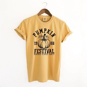 Simply Sage Market Women's Pumpkin Festival Short Sleeve Garment Dyed Tee - 1 of 2
