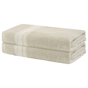 Unique Bargains Quick Drying Highly Absorbent Thick Bath Towels 2 Pcs - 1 of 4