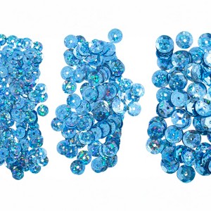 John Bead Assorted Loose Sequins Hologram with Hole 6/8/10mm Combo Pack for DIY Crafts Making Sewing Embroidery Aqua Blue 700 Pieces - 1 of 4