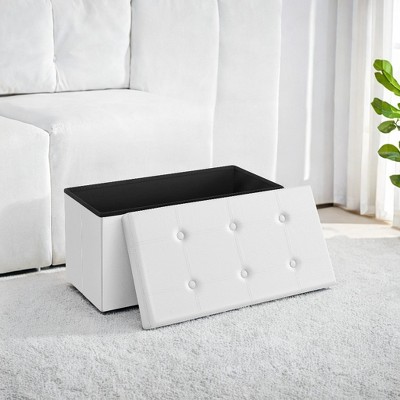 30" Storage Ottoman Bench, Ottoman with Storage, Leather Storage Bench, Hold up to 660lb for Living Room