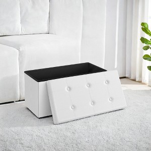 30" Storage Ottoman Bench, Ottoman with Storage, Leather Storage Bench, Hold up to 660lb for Living Room - 1 of 4