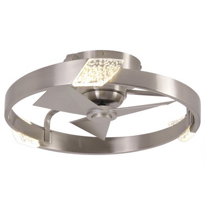 Parrot Uncle 20" Silver Modern Cage Ceiling Fans with Light and Remote
