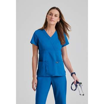 Grey's Anatomy by Barco - Classic Women's Riley 3-Pocket Mock Wrap V-Neck Srub Top