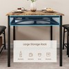 Dining Table with Benches, Kitchen Table Set for 4, Metal and Wood Dining Table Set for 4 with Storage for Small Space - 3 of 4