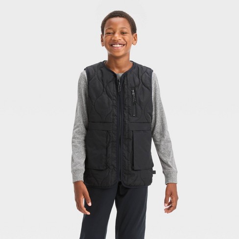 Boys' Quilted Vest - All in Motion™ Black M