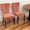 HomeRoots Set of Two Blush and Brown Upholstered Velvet Dining Parsons Chairs - 2 of 4