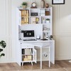 CENGHU Computer Desk with 90 Degree Rotating Desktop, Home Office Desk with Drawer and Cabinets, Gaming Desk with Shelves, Writing Desk for Study - 3 of 4