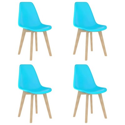 vidaXL Dining Chairs, 4 Pcs, Blue Plastic