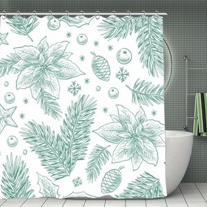 Minimalist Botanical Waterproof Shower Curtain, Polyester Privacy Bath Curtain, Durable, Easy Clean & Machine Washable 70.8x70.8 Inch - 1 of 1