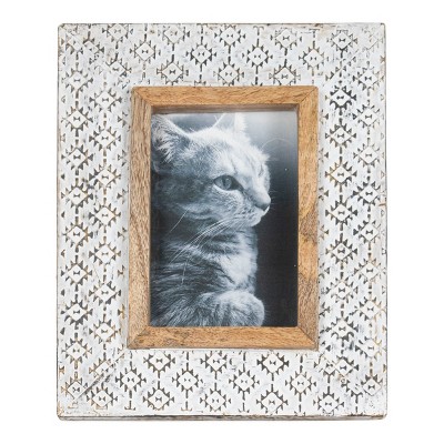 White Wood, Metal & Glass 4X6 Photo Frame - Foreside Home & Garden