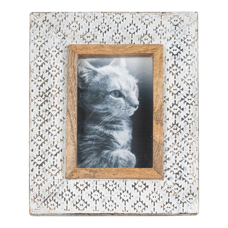 White Wood, Metal & Glass 4X6 Photo Frame - Foreside Home & Garden, 1 of 9