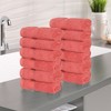 Zero Twist Cotton Solid Chevron Dobby Border Super Soft Face Towel Washcloth Set of 12 by Blue Nile Mills - 2 of 4