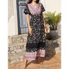 Women's Summer Bohemian Floral Maxi Dress with Short Sleeves, V-Neck, High Waist, and Ruffle Details - 2 of 4