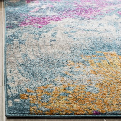Blue and Multi Abstract Bohemian Area Rug 5'1" x 7'6"