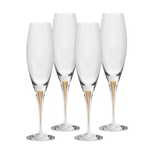 Orrefors Intermezzo 7 Fl. Oz. Stemmed Champagne Flute Glasses - Set of 4, Gold Drop - Kitchen & Dining Crystal Glassware - Dishwasher Safe - 1 of 4