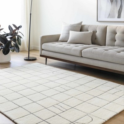 Hauteloom Tanya Pearl White Grid Wool Rug