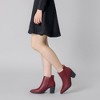 Allegra K Women's Perforated Chunky Heels Zipper Western Ankle Booties - 2 of 4