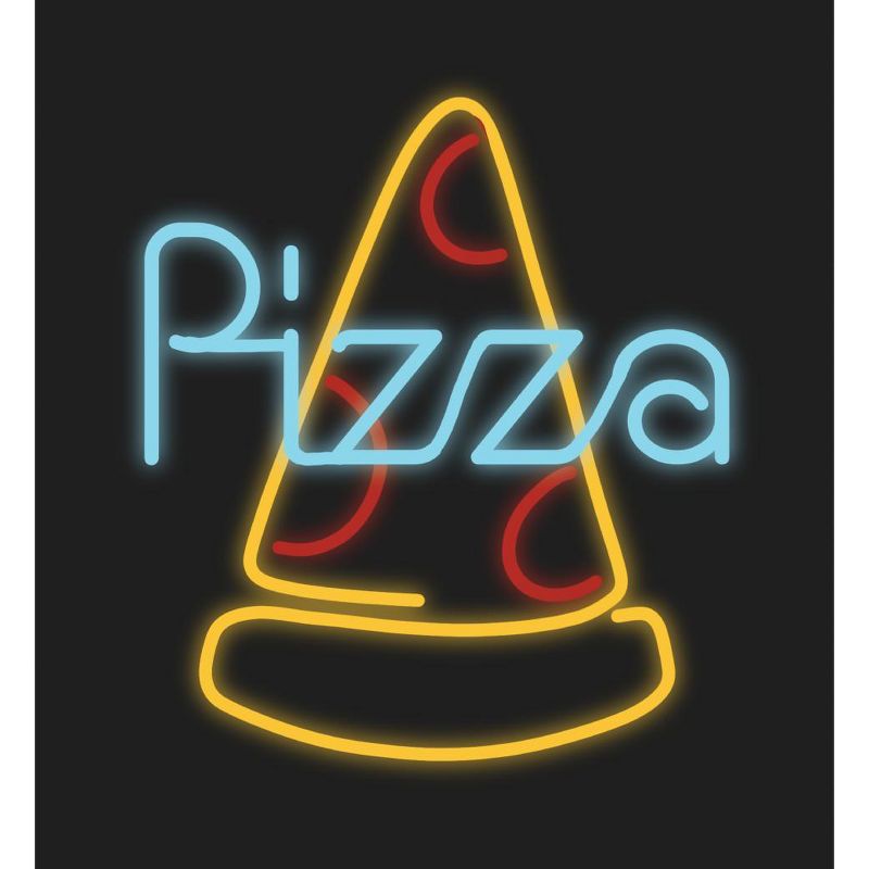 My Pizza Day Neon Pepperoni Pizza Slice Long Sleeve Adult Hooded Sweatshirt, 2 of 3