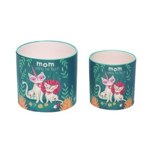 Transpac Spring Ceramic 5.25 in. Mom Cat Planters Set of 2 - 1 of 2