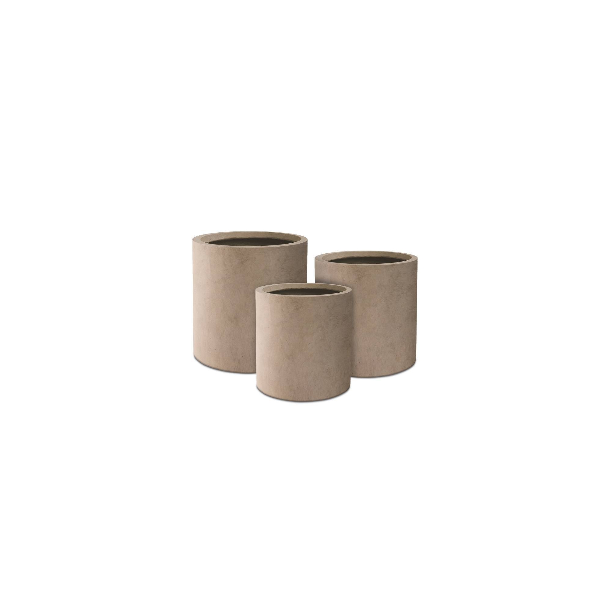 Rosemead Home & Garden 3pc Concrete Outdoor Planter Pots Beige 15.8"x15.8"