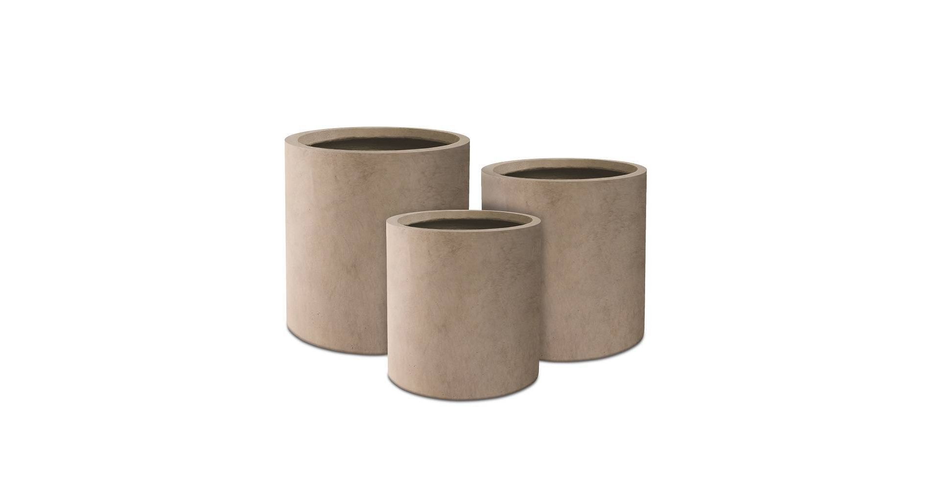 Rosemead Home & Garden 3pc Concrete Outdoor Planter Pots Beige