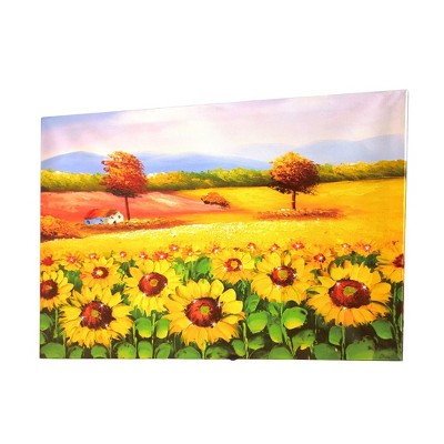 Lakeside Harvest Flower Rolling Meadows Lighted Canvas Wall Art Picture