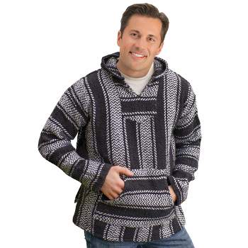 Collections Etc Casual Cozy Hooded Black & White Baja Pullover