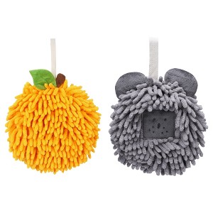 REGALWOVEN 2 Pcs Comfortable Soft Absorbent Chenille Ball Fuzzy Hand Towels - 1 of 4