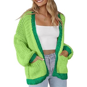 Clearlove Women's Cardigan Soft Pocketed Long Sleeves Casual Knitted Open Front Cardigans Lightweight Sweaters - 1 of 2