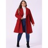 Agnes Orinda Women's Plus Size Winter Notched Lapel Double Breasted Pockets Long Overcoats - 3 of 4