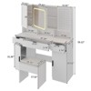 Karl Home Large Makeup Vanity Set with LED Mirror Cabinet, USB & Power Outlet,3 Drawers and 5 Doors - 3 of 4