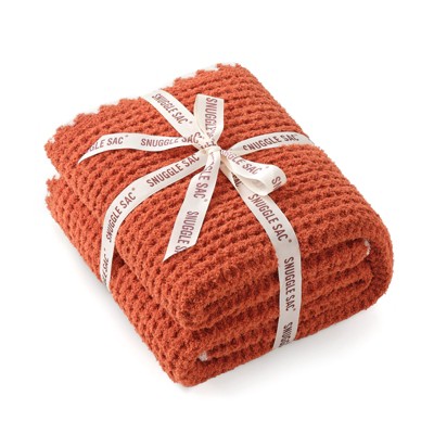 Snuggle Sac Reversible Waffle Knit Throw Blanket Cozy Microfiber Throw