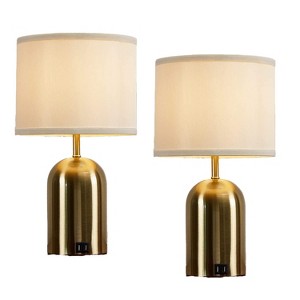 Itopfox Touch Control Table Lamps Set of 2 Modern Bedside Lamps with USB Charging Ports 3-Way Dimmable Gold Base Includes 2 LED Bulbs for Living Room - 1 of 4