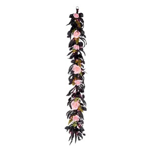 6' Prelit LED Cute and Creepy Halloween Garland Pink Lights - National Tree Company - 1 of 3