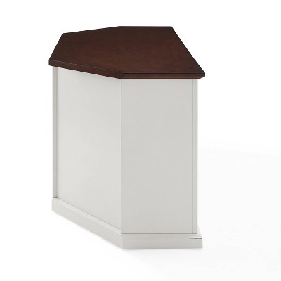 White Mahogany Corner TV Stand with Cabinets, 66"