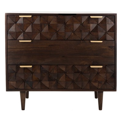 Zinnia 3 Drawer Chest Walnut - Safavieh