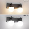Runesay Matte Black Bathroom Wall Light Fitures 2-Light Mid Century Modern Bathroom Lighting Black Milky Glass Globe Vanity Light - 3 of 4