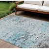Teal Blue And Gray Abstract Washable Indoor Outdoor Area Rug - 2 of 4