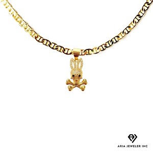 Aria Jeweler Chain with Gold Diamond Bad Bunny Cross Bone Pendant - 1 of 2