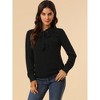 INSPIRE CHIC Women's Bow Tie Neck Elegant Long Sleeve Solid Work Office Blouse - 4 of 4