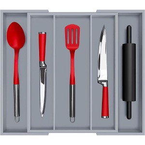 Expandable Silverware Drawer Organizer 7-9 Slots - Bamboo Utensil Organizer 17.5 x 13.5 - 20 - Royal Craft Wood - 1 of 4