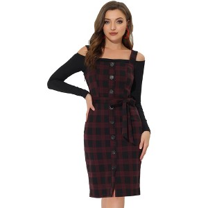 INSPIRE CHIC Women's Bow Tie Waist Vintage Jumper Dress - 1 of 4