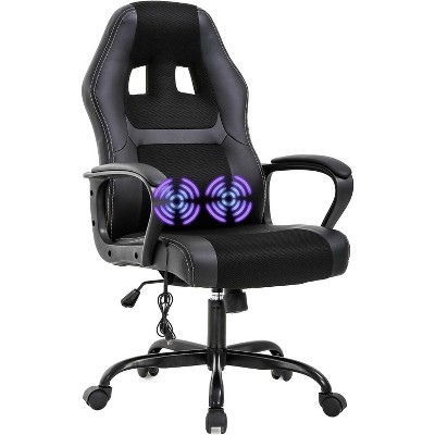 FDW Racing Gaming Chair Home Office Chair Ergonomic Desk Chair Massage PU Leather Computer Chair with Lumbar Support Headrest Armrest ,Black