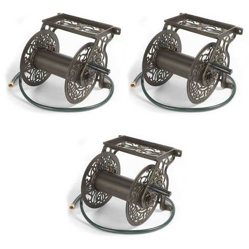 Liberty Garden Lbg 704 125 Foot Steel Decorative Garden Hose Wall Mounted Reel 3 Pack Target