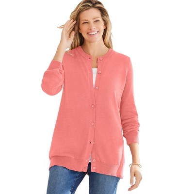 Woman Within Plus Size Perfect Long-Sleeve Cardigan